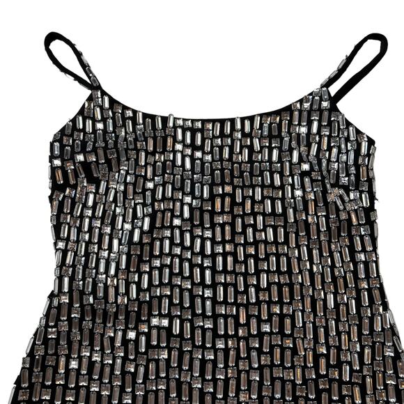 MAC DUGGAL 10782 Beaded Rhinestone Tank Mini Dress Black Spaghetti Straps 6 NEW - Picture 5 of 8